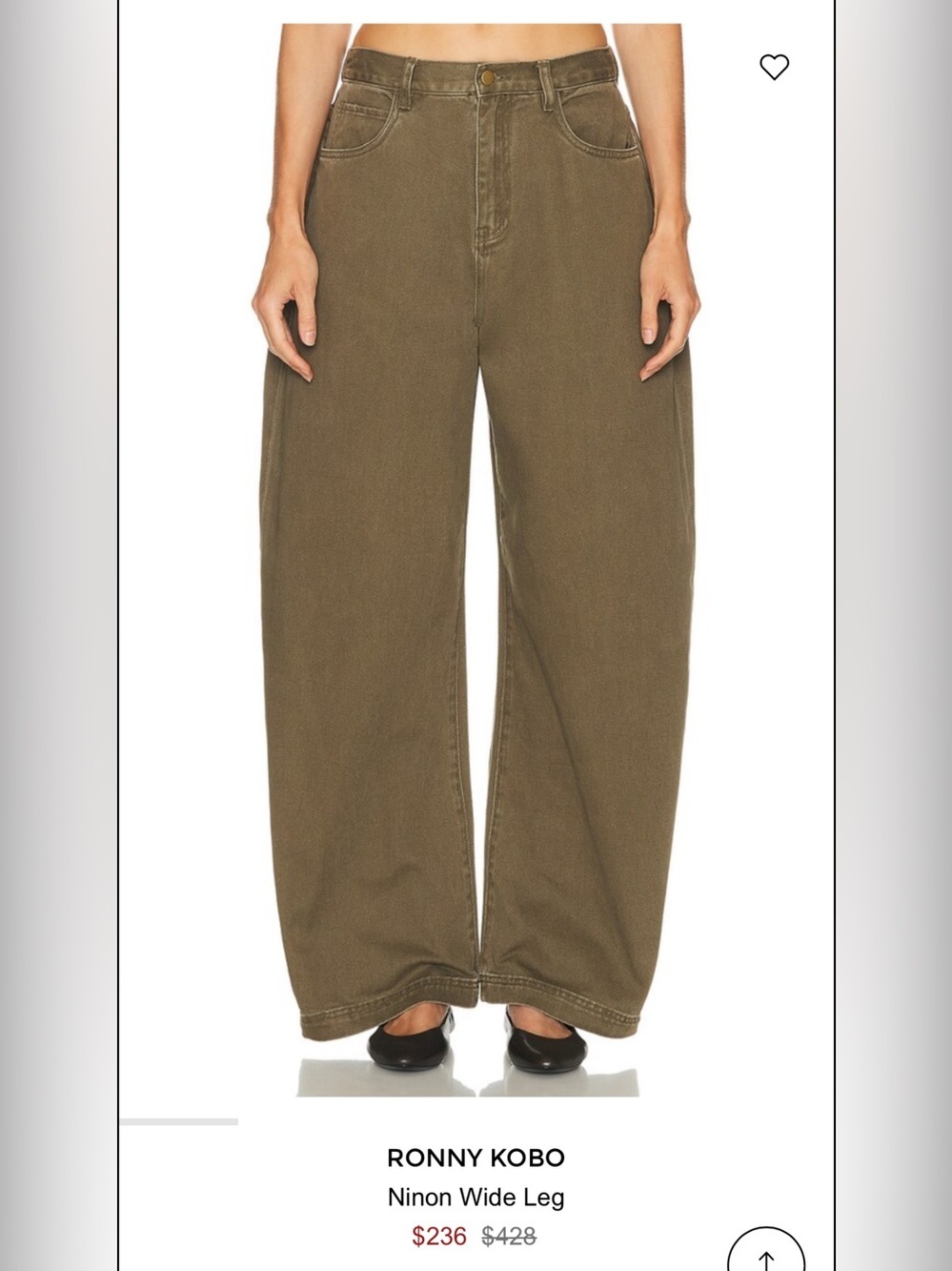 Ronny Kobo Olive Barrel “Balloon” Leg Jeans High Rise Large - Picture 1 of 7